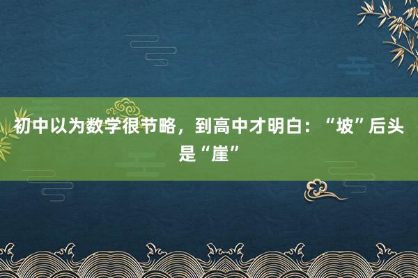 初中以为数学很节略，到高中才明白：“坡”后头是“崖”