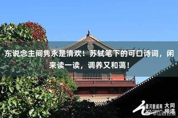 东说念主间隽永是清欢！苏轼笔下的可口诗词，闲来读一读，调养又和蔼！