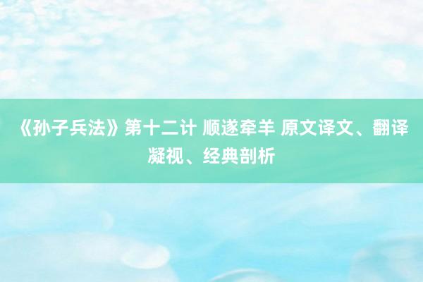 《孙子兵法》第十二计 顺遂牵羊 原文译文、翻译凝视、经典剖析