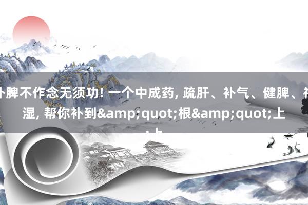 补脾不作念无须功! 一个中成药, 疏肝、补气、健脾、祛湿, 帮你补到&quot;根&quot;上